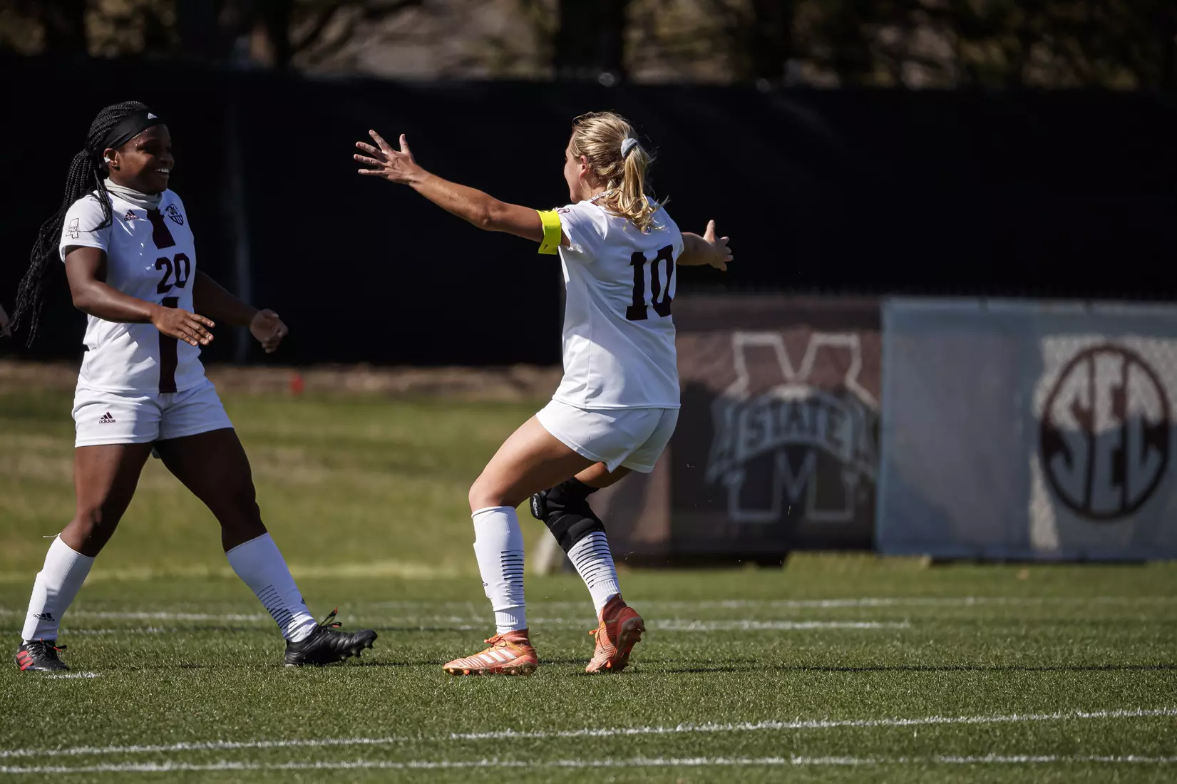 STARKVILLE, MS - March 20, 2021 - The Mississippi State Bulldogs take on Troy at the MSU Soccer Field in Starkville, MS. Photo By Chamberlain Smith