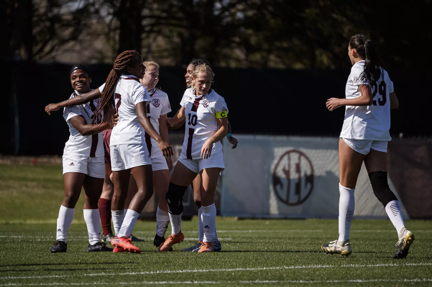 STARKVILLE, MS - March 20, 2021 - The Mississippi State Bulldogs take on Troy at the MSU Soccer Field in Starkville, MS. Photo By Chamberlain Smith