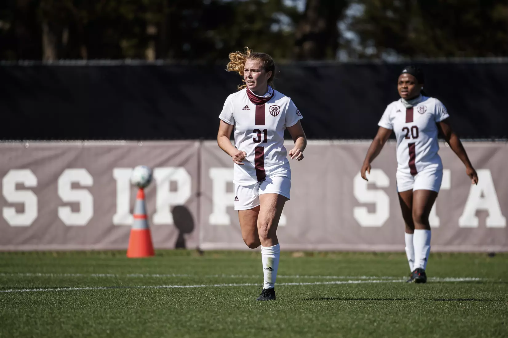 STARKVILLE, MS - March 20, 2021 - The Mississippi State Bulldogs take on Troy at the MSU Soccer Field in Starkville, MS. Photo By Chamberlain Smith
