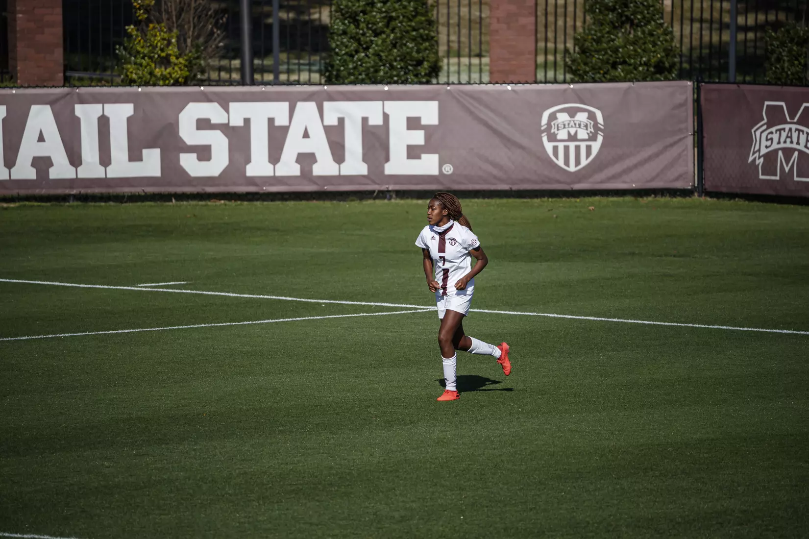 STARKVILLE, MS - March 20, 2021 - The Mississippi State Bulldogs take on Troy at the MSU Soccer Field in Starkville, MS. Photo By Chamberlain Smith