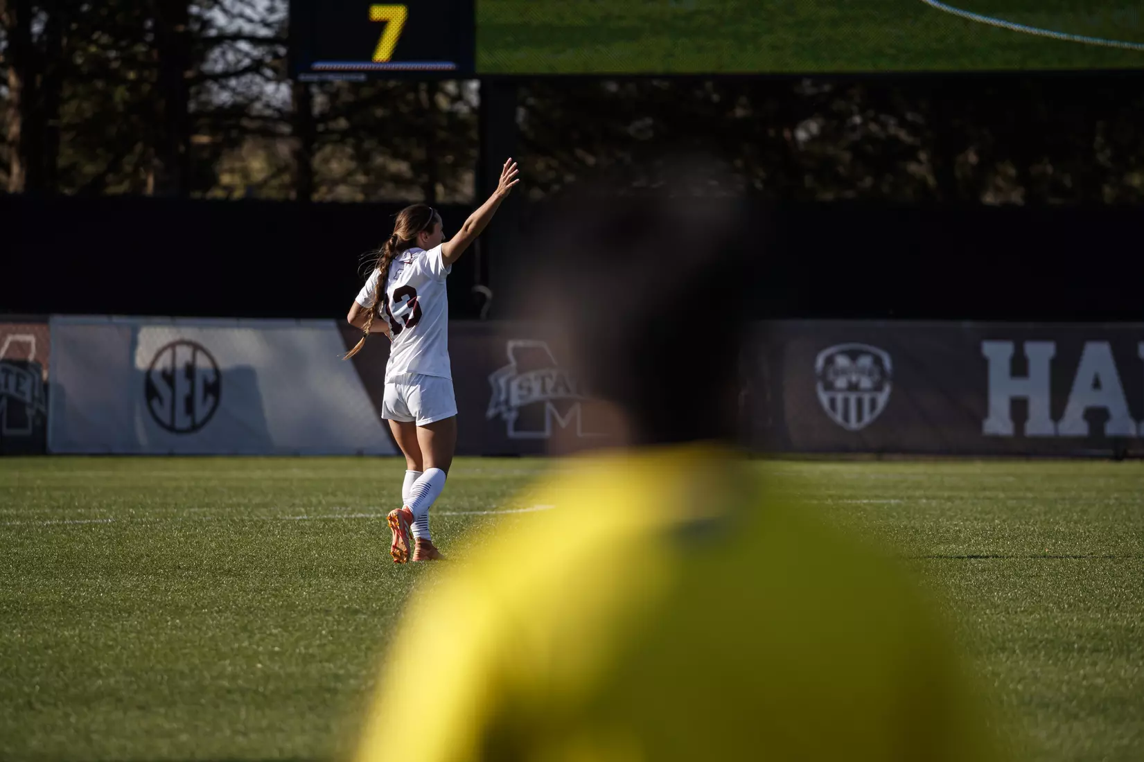 STARKVILLE, MS - March 20, 2021 - The Mississippi State Bulldogs take on Troy at the MSU Soccer Field in Starkville, MS. Photo By Chamberlain Smith