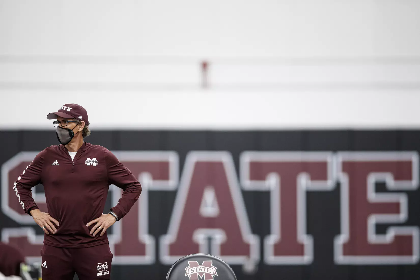 ÇSTARKVILLE, MS - March 25, 2021 - Mississippi State Head Coach Daryl Greenan during the match between the South Carolina Gamecocks and the Mississippi State Bulldogs at the Rula Tennis Pavilion in Starkville, MS. Photo By Austin Perryman
