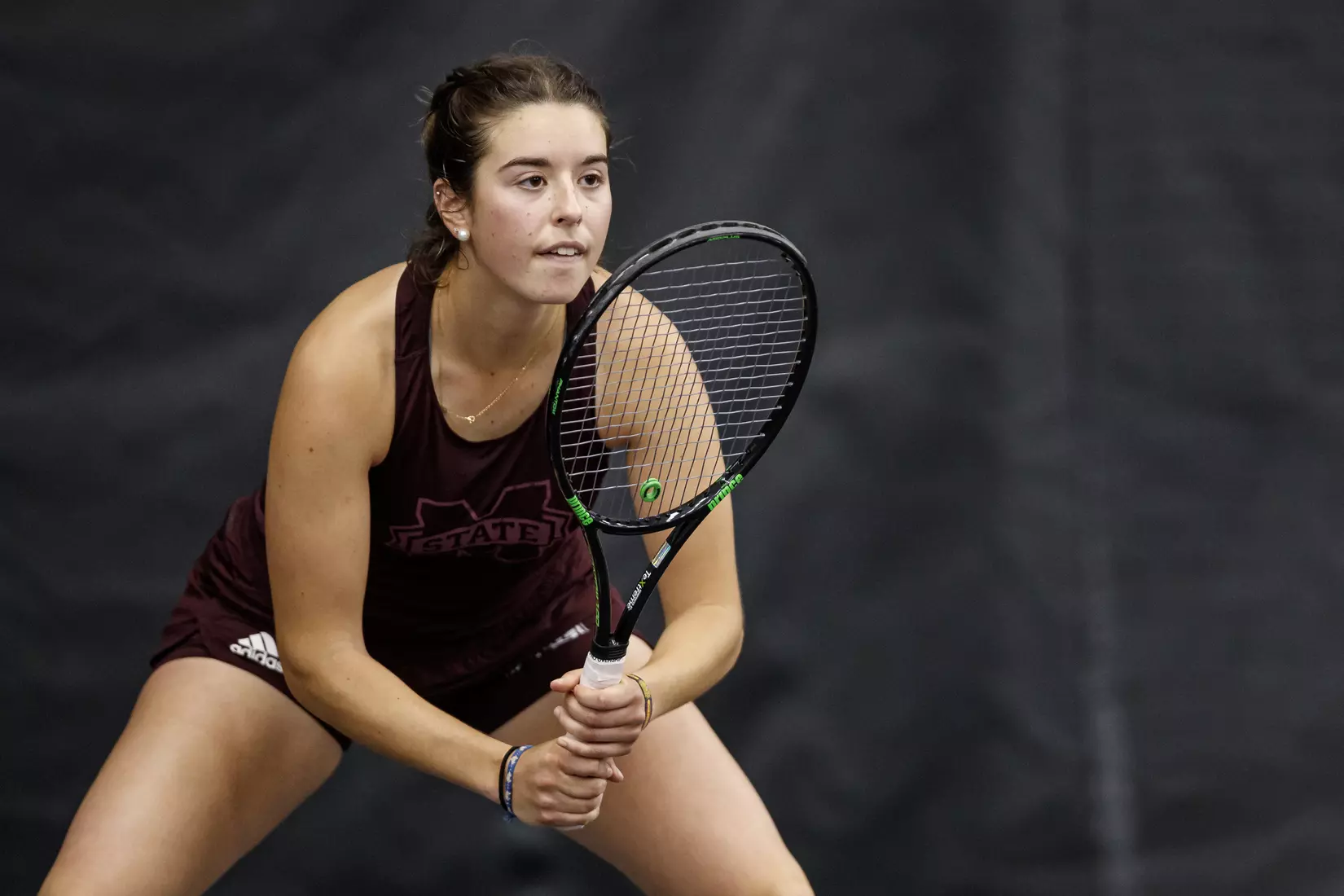 STARKVILLE, MS - March 25, 2021 - Mississippi State's Marta Falceto during the match between the South Carolina Gamecocks and the Mississippi State Bulldogs at the Rula Tennis Pavilion in Starkville, MS. Photo By Austin Perryman