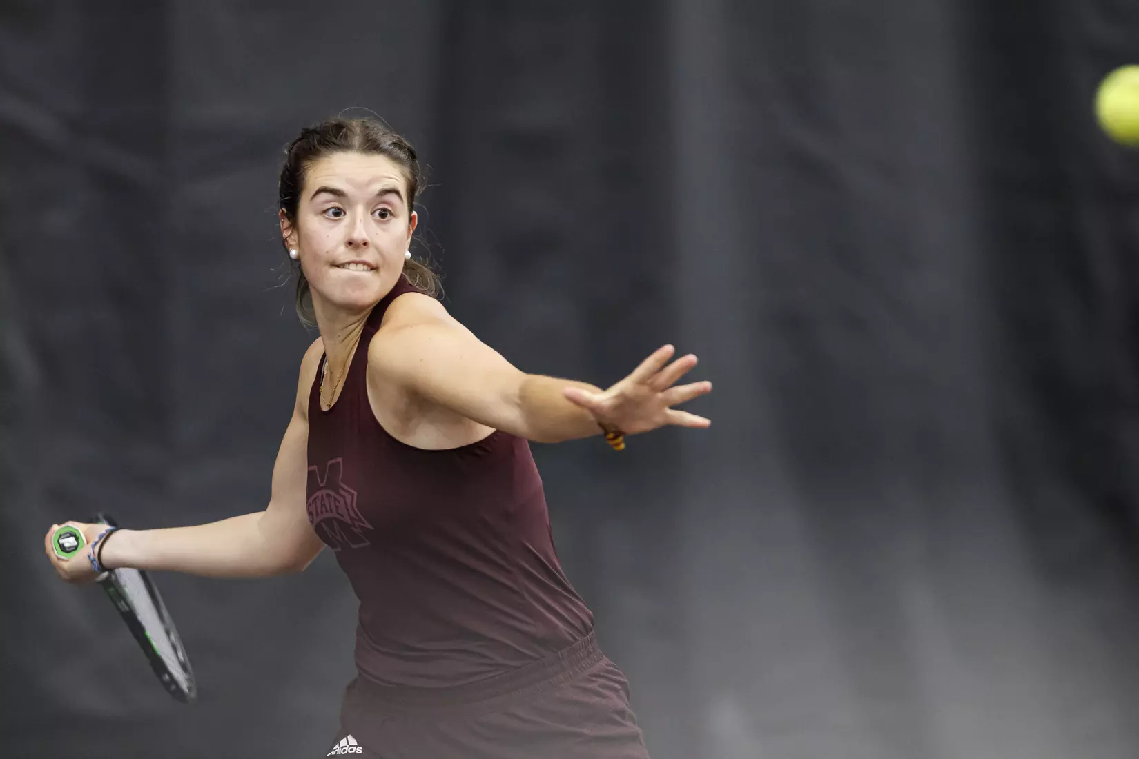 STARKVILLE, MS - March 25, 2021 - Mississippi State's Marta Falceto during the match between the South Carolina Gamecocks and the Mississippi State Bulldogs at the Rula Tennis Pavilion in Starkville, MS. Photo By Austin Perryman