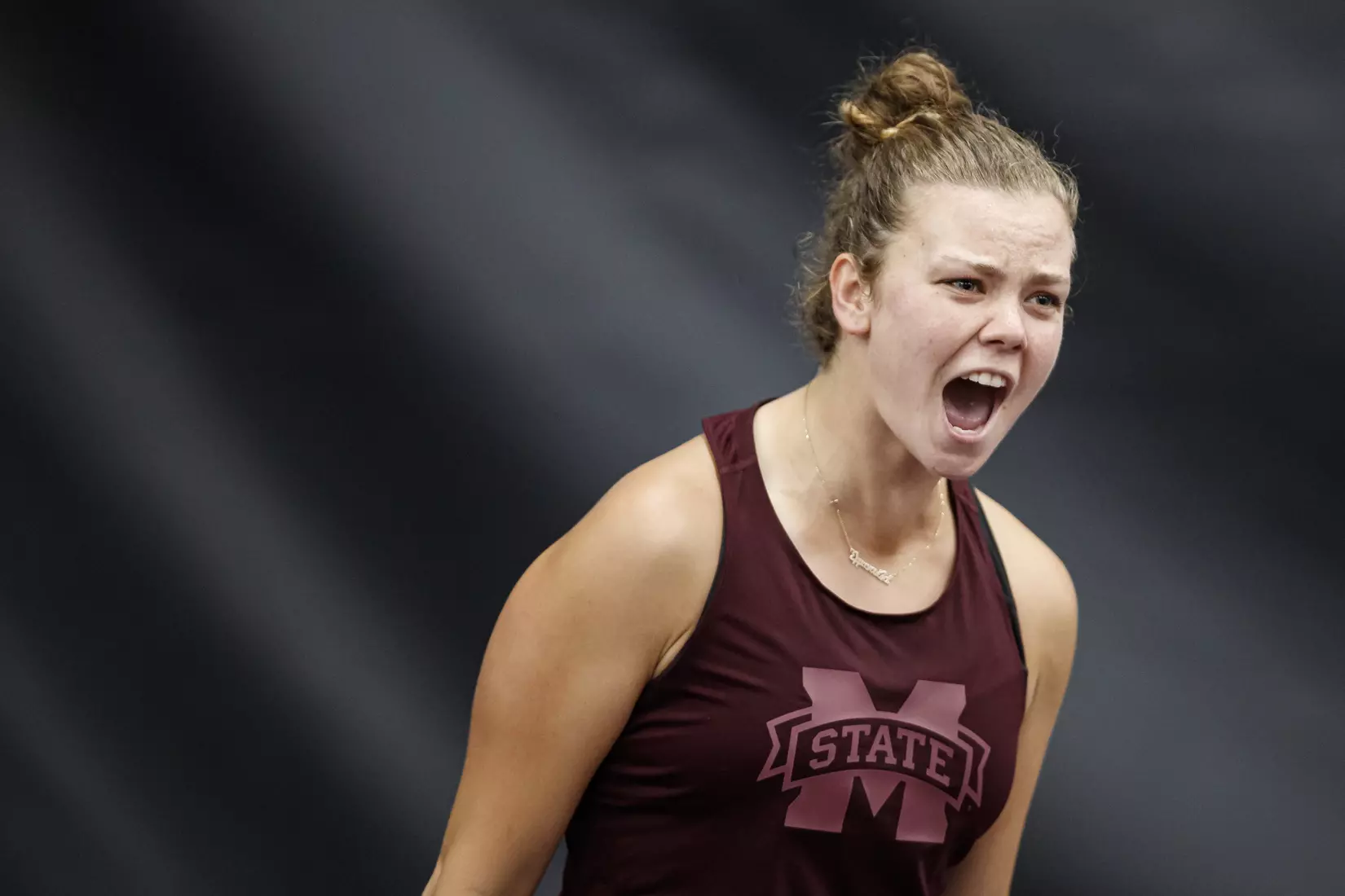 STARKVILLE, MS - March 25, 2021 - Mississippi State's Emma Antonaki during the match between the South Carolina Gamecocks and the Mississippi State Bulldogs at the Rula Tennis Pavilion in Starkville, MS. Photo By Austin Perryman