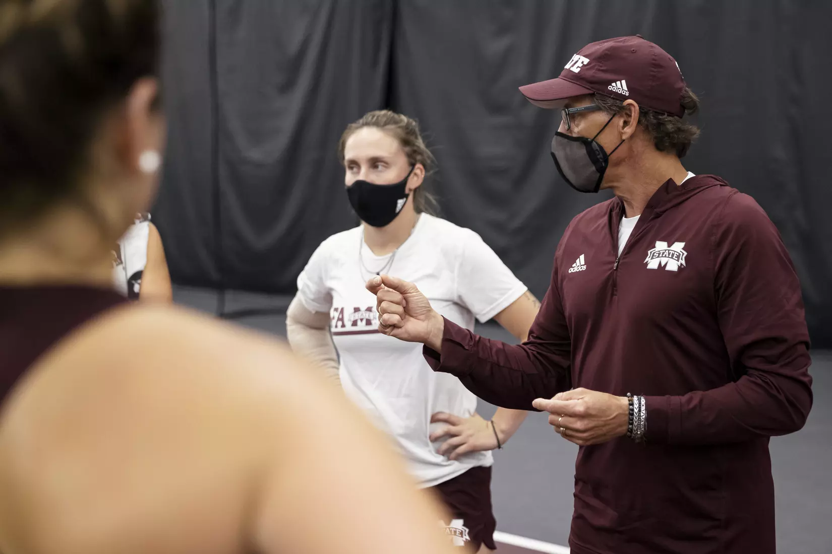 STARKVILLE, MS - March 25, 2021 - Mississippi State Head Coach Daryl Greenan during the match between the South Carolina Gamecocks and the Mississippi State Bulldogs at the Rula Tennis Pavilion in Starkville, MS. Photo By Austin Perryman