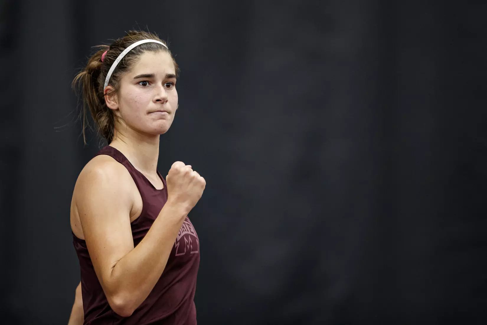 STARKVILLE, MS - March 25, 2021 - Mississippi State's Magda Adaloglou during the match between the South Carolina Gamecocks and the Mississippi State Bulldogs at the Rula Tennis Pavilion in Starkville, MS. Photo By Austin Perryman