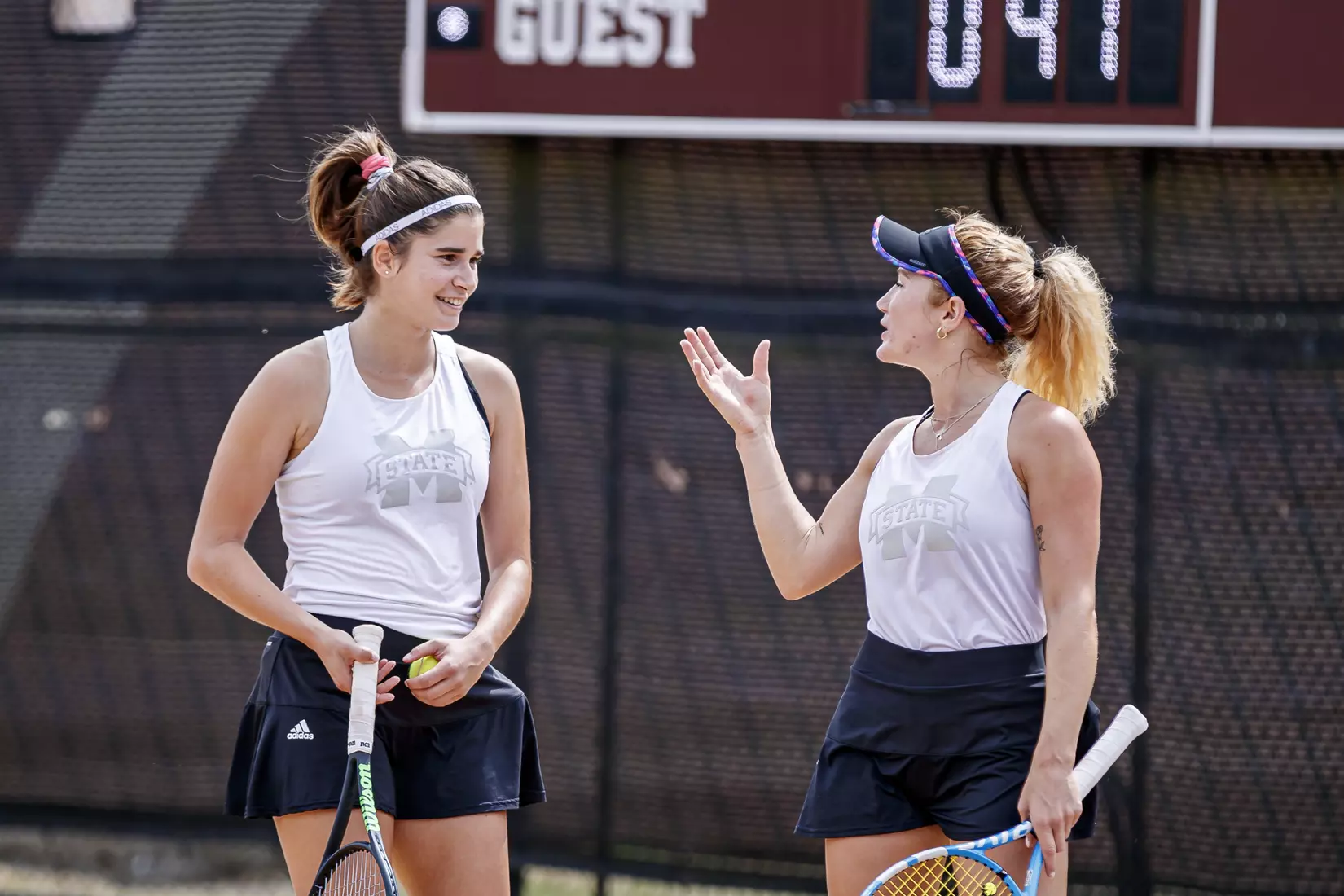 STARKVILLE, MS - MARCH 27, 2021 - Magda Adaloglou before the match between the Florida Gators and the Mississippi State Bulldogs at the AJ Pitts Tennis Centre in Starkville, MS. Photo By Sarah Triplett