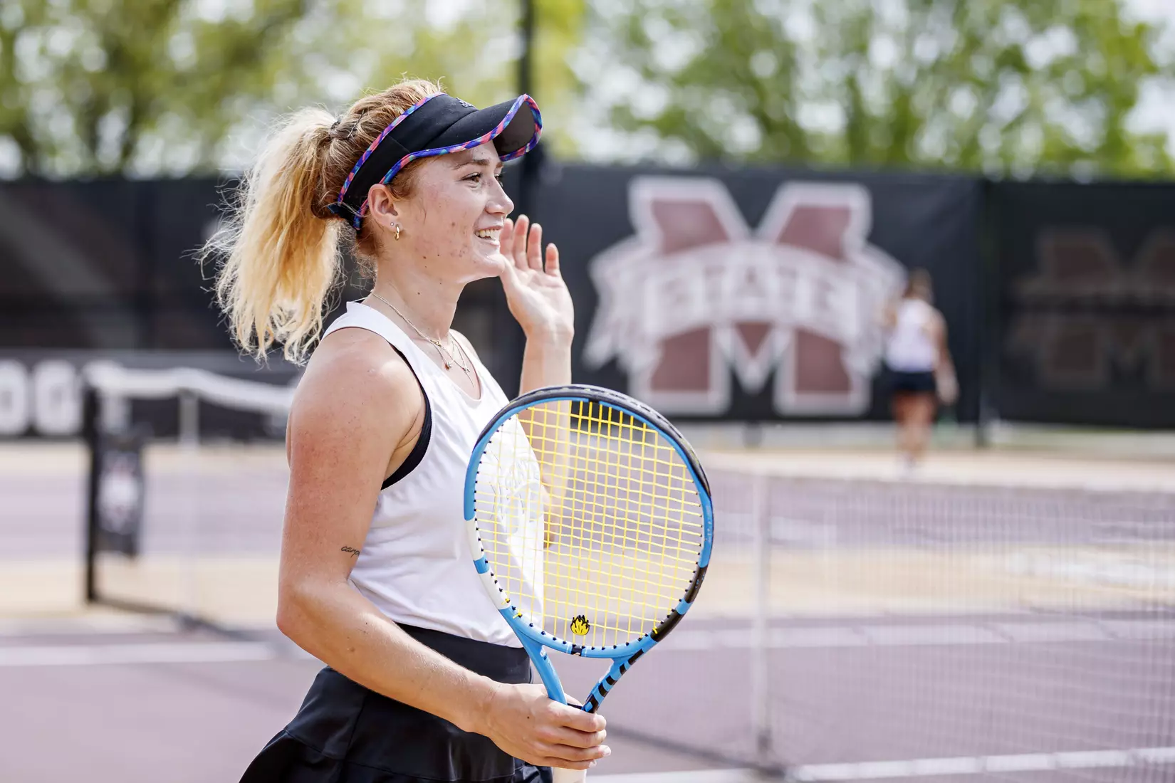 STARKVILLE, MS - MARCH 27, 2021 - Tamara Racine before the match between the Florida Gators and the Mississippi State Bulldogs at the AJ Pitts Tennis Centre in Starkville, MS. Photo By Sarah Triplett