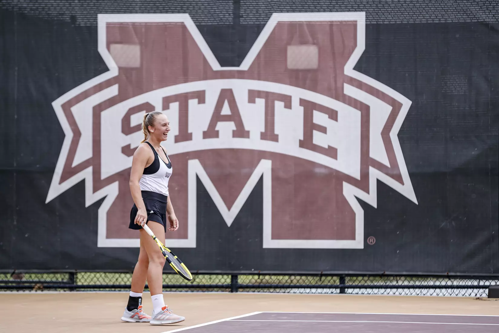 STARKVILLE, MS - MARCH 27, 2021 - Alexandra Mikhailuk before the match between the Florida Gators and the Mississippi State Bulldogs at the AJ Pitts Tennis Centre in Starkville, MS. Photo By Sarah Triplett