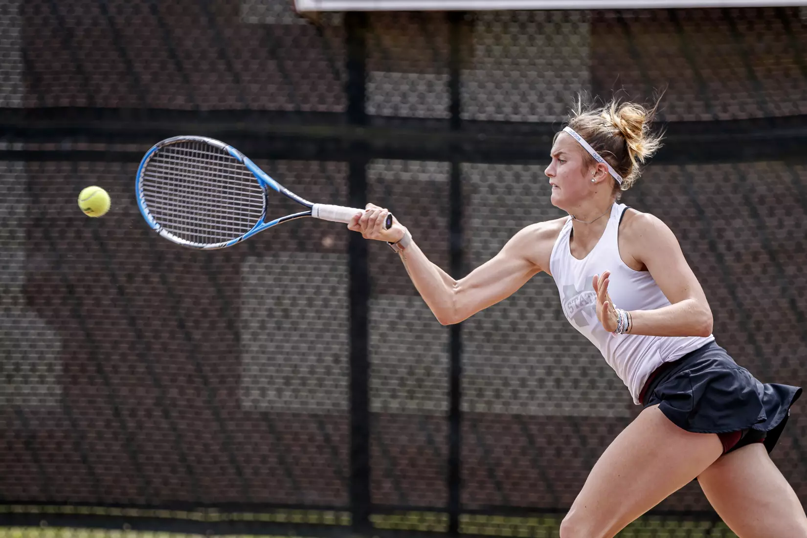 STARKVILLE, MS - MARCH 27, 2021 - Chloe Cirotte before the match between the Florida Gators and the Mississippi State Bulldogs at the AJ Pitts Tennis Centre in Starkville, MS. Photo By Sarah Triplett