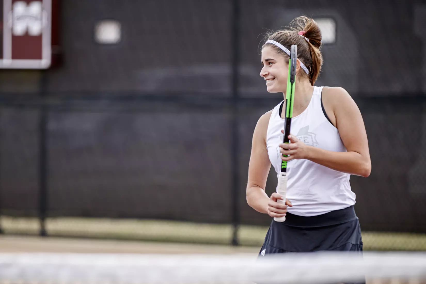 STARKVILLE, MS - MARCH 27, 2021 - Magda Adaloglou before the match between the Florida Gators and the Mississippi State Bulldogs at the AJ Pitts Tennis Centre in Starkville, MS. Photo By Sarah Triplett