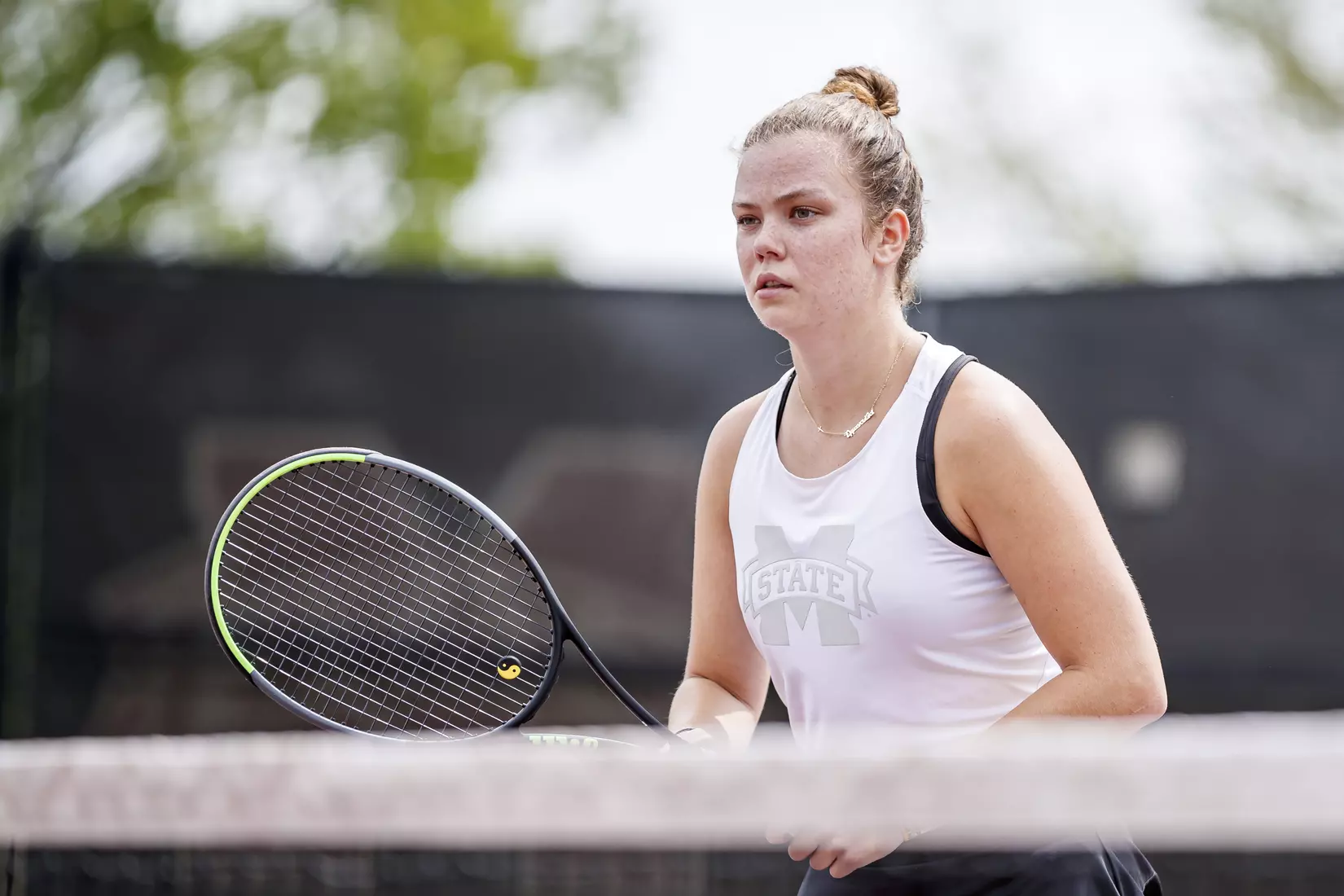 STARKVILLE, MS - MARCH 27, 2021 - Emma Antonaki before the match between the Florida Gators and the Mississippi State Bulldogs at the AJ Pitts Tennis Centre in Starkville, MS. Photo By Sarah Triplett