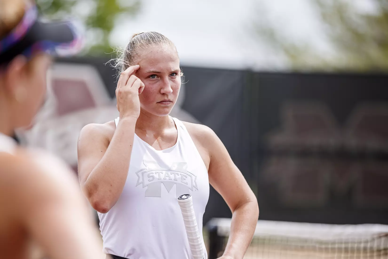 STARKVILLE, MS - MARCH 27, 2021 - Alexandra Mikhailuk before the match between the Florida Gators and the Mississippi State Bulldogs at the AJ Pitts Tennis Centre in Starkville, MS. Photo By Sarah Triplett