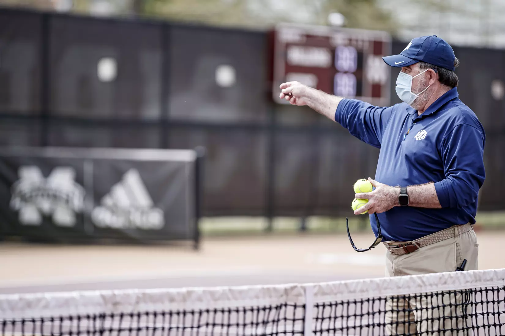 STARKVILLE, MS - MARCH 27, 2021 - Umpire during the match between the Florida Gators and the Mississippi State Bulldogs at the AJ Pitts Tennis Centre in Starkville, MS. Photo By Sarah Triplett