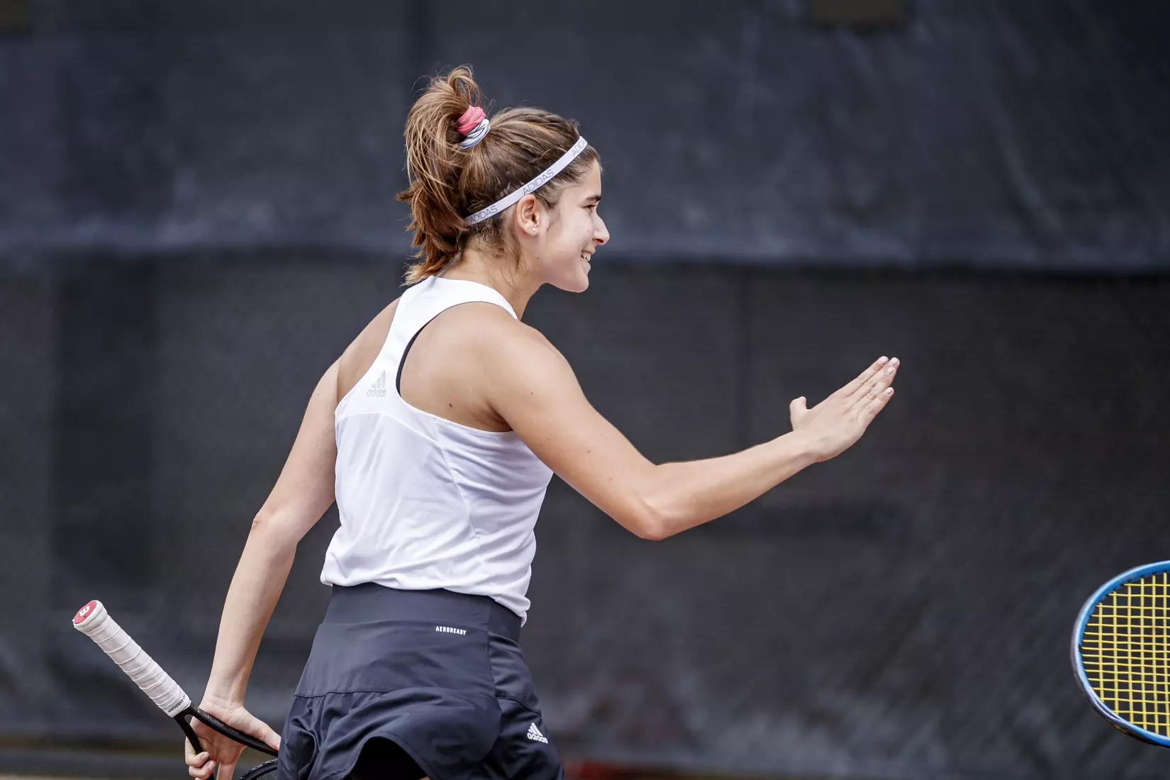 STARKVILLE, MS - MARCH 27, 2021 - Magda Adaloglou during the match between the Florida Gators and the Mississippi State Bulldogs at the AJ Pitts Tennis Centre in Starkville, MS. Photo By Sarah Triplett
