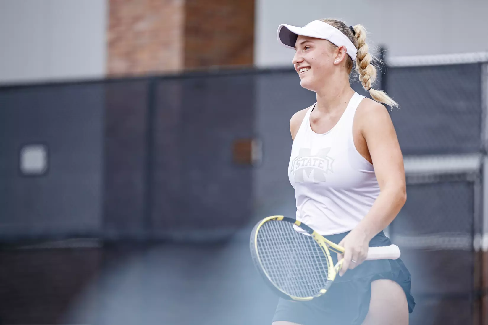 STARKVILLE, MS - MARCH 27, 2021 - Alexandra Mikhailuk during the match between the Florida Gators and the Mississippi State Bulldogs at the AJ Pitts Tennis Centre in Starkville, MS. Photo By Sarah Triplett