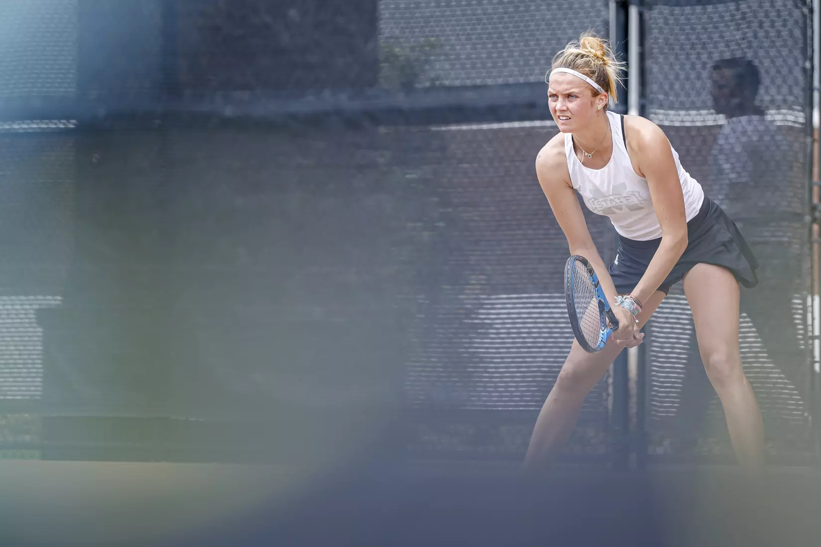 STARKVILLE, MS - MARCH 27, 2021 - Chloe Cirotte during the match between the Florida Gators and the Mississippi State Bulldogs at the AJ Pitts Tennis Centre in Starkville, MS. Photo By Sarah Triplett