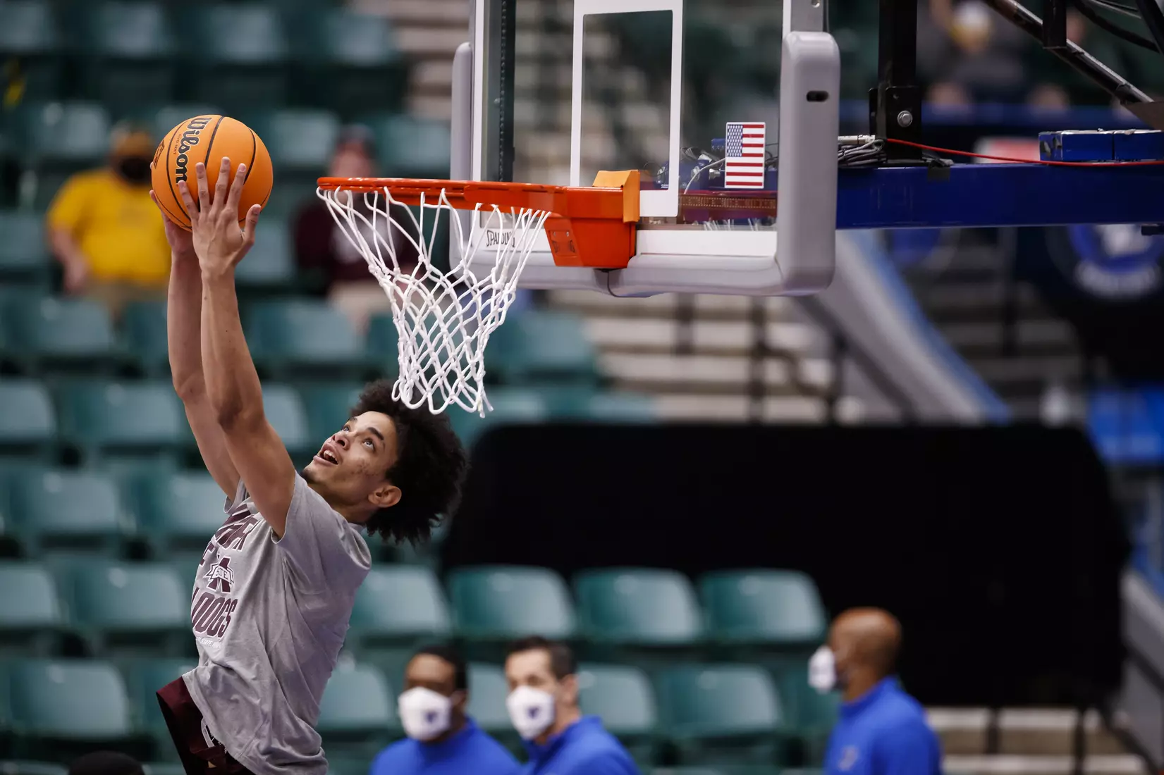FRISCO, TX - March 28, 2021 - During the NIT Championship Game between the Mississippi State Bulldogs and the Memphis Tigers at Comerica Center in Frisco, TX. Photo By Chamberlain Smith