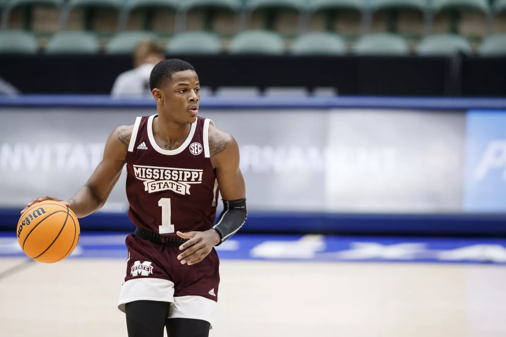 FRISCO, TX - March 28, 2021 - During the NIT Championship Game between the Mississippi State Bulldogs and the Memphis Tigers at Comerica Center in Frisco, TX. Photo By Chamberlain Smith