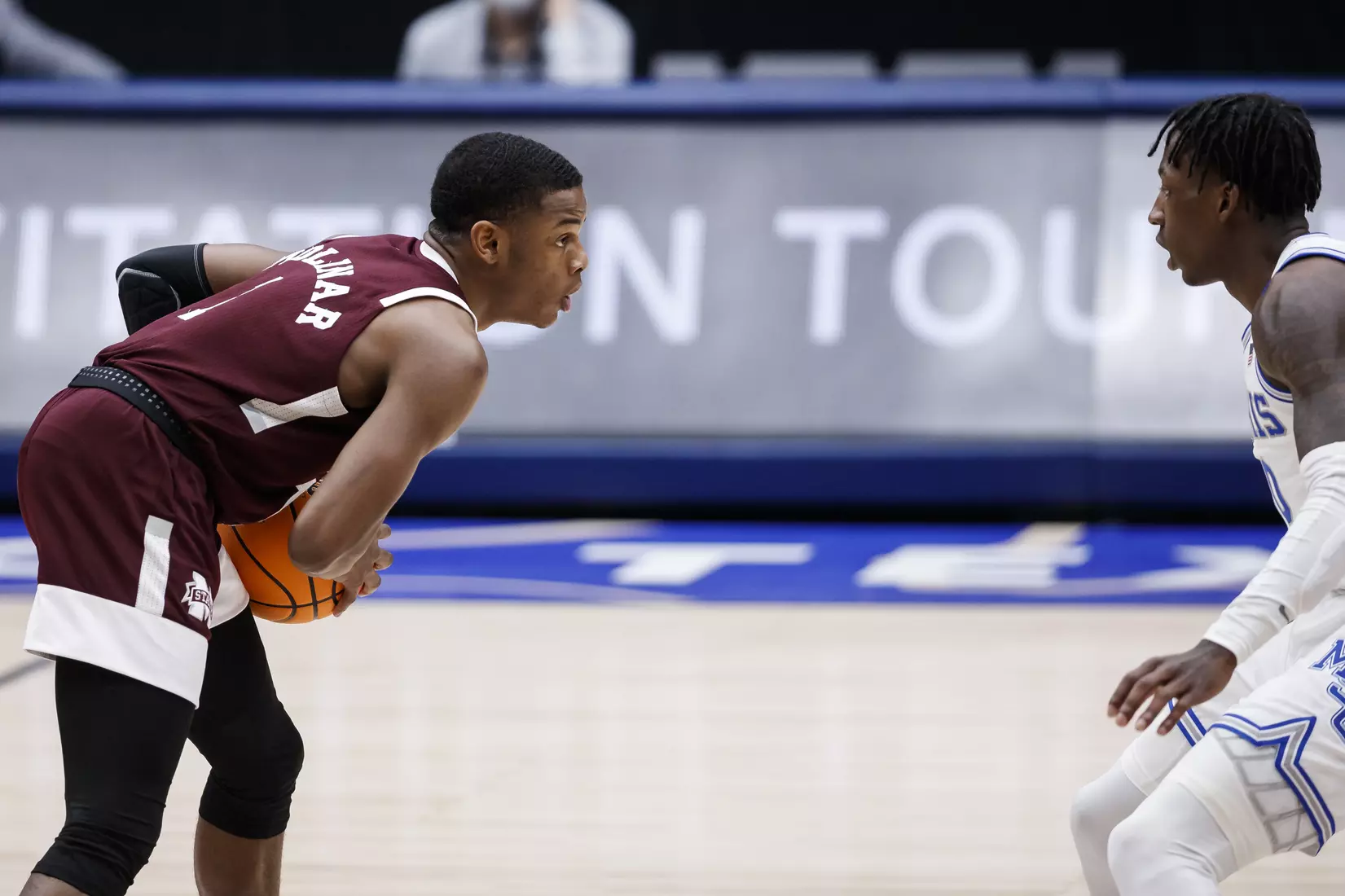 FRISCO, TX - March 28, 2021 - During the NIT Championship Game between the Mississippi State Bulldogs and the Memphis Tigers at Comerica Center in Frisco, TX. Photo By Chamberlain Smith