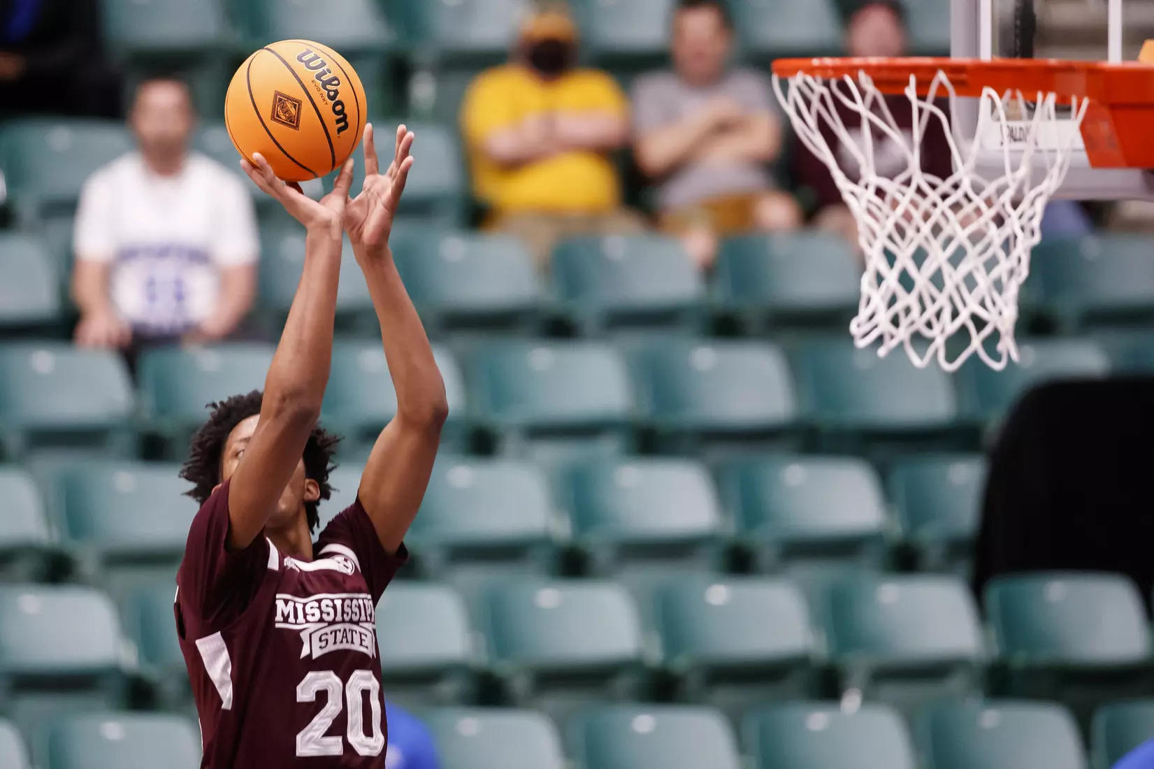 FRISCO, TX - March 28, 2021 - During the NIT Championship Game between the Mississippi State Bulldogs and the Memphis Tigers at Comerica Center in Frisco, TX. Photo By Chamberlain Smith