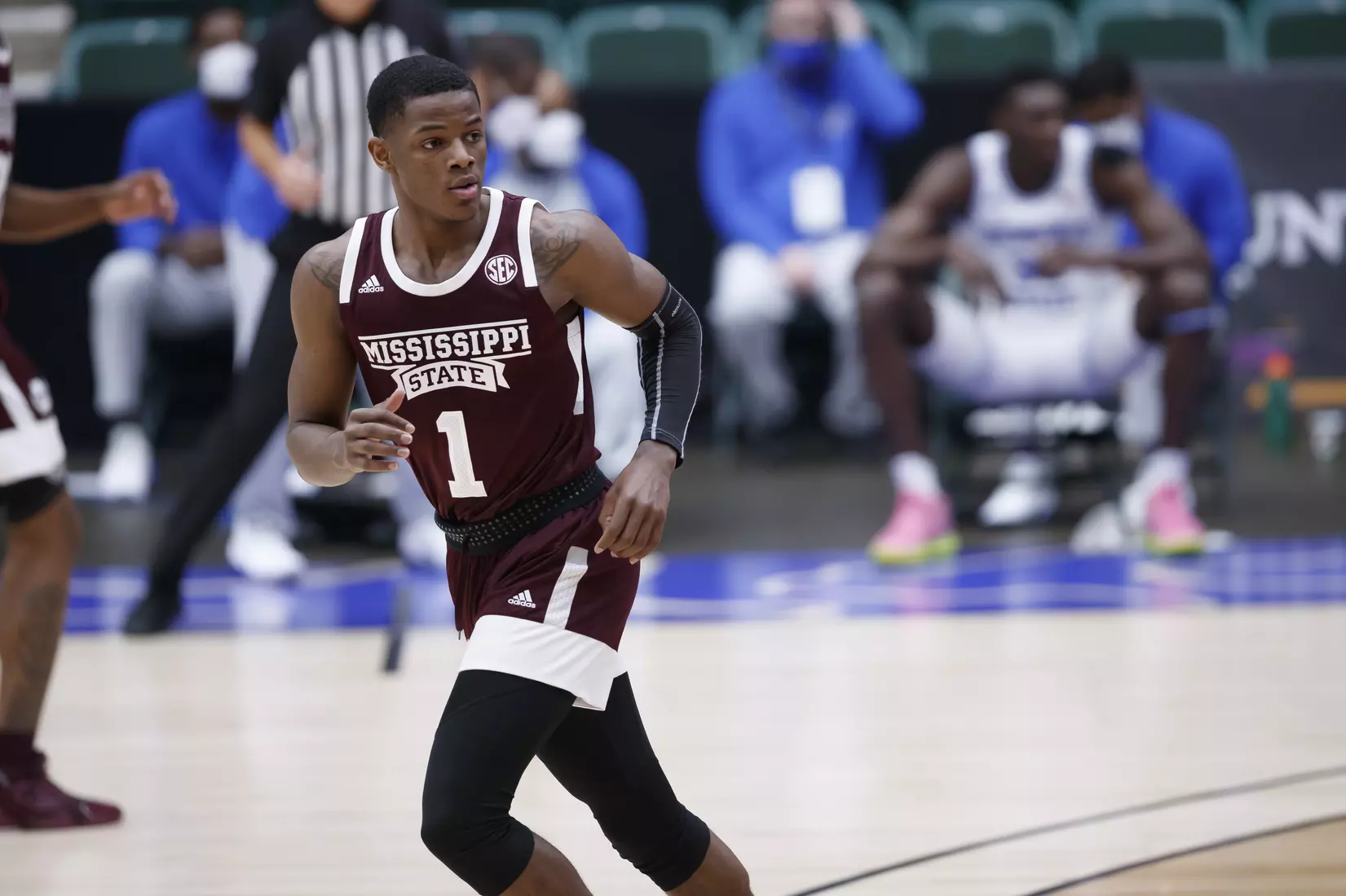 FRISCO, TX - March 28, 2021 - During the NIT Championship Game between the Mississippi State Bulldogs and the Memphis Tigers at Comerica Center in Frisco, TX. Photo By Chamberlain Smith