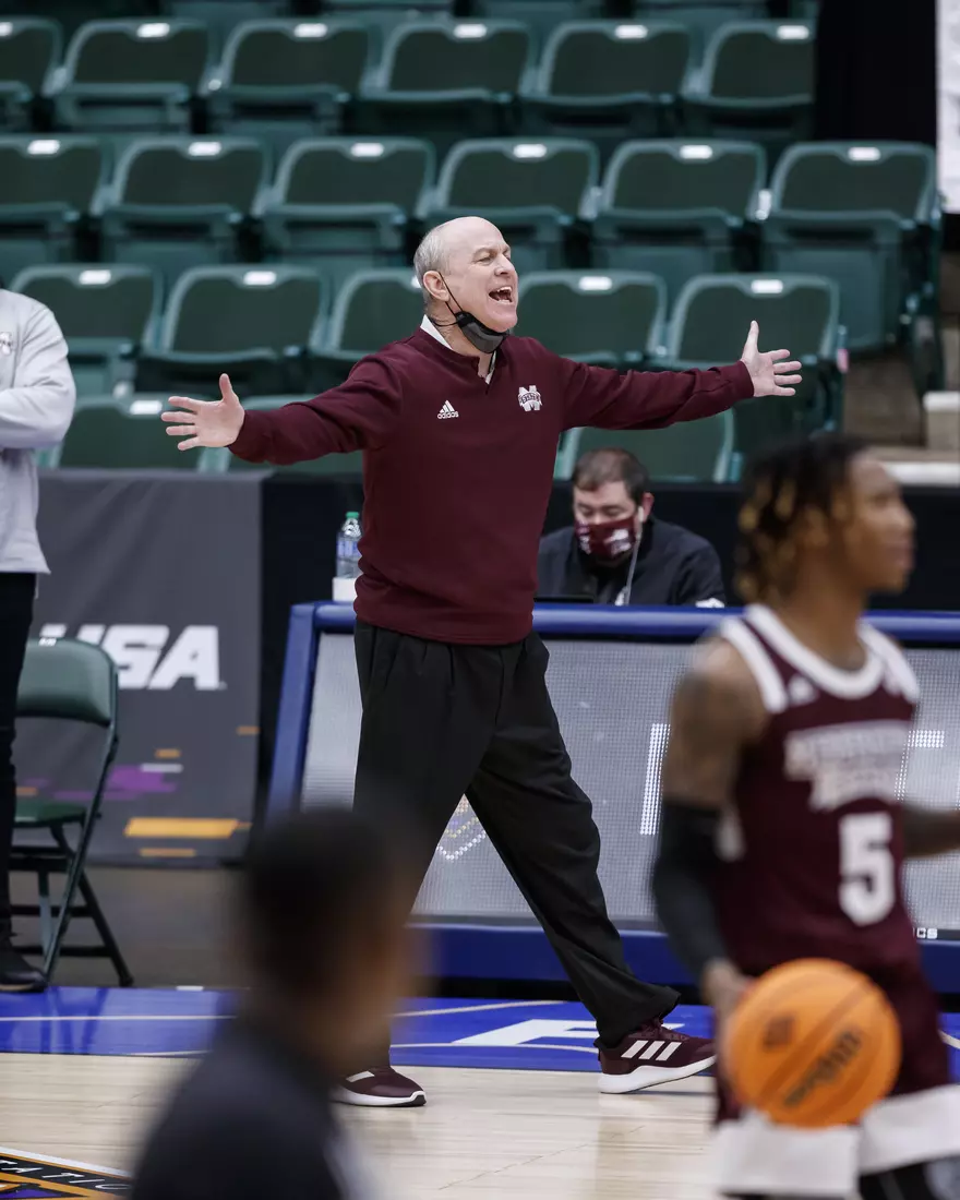 FRISCO, TX - March 28, 2021 - During the NIT Championship Game between the Mississippi State Bulldogs and the Memphis Tigers at Comerica Center in Frisco, TX. Photo By Chamberlain Smith