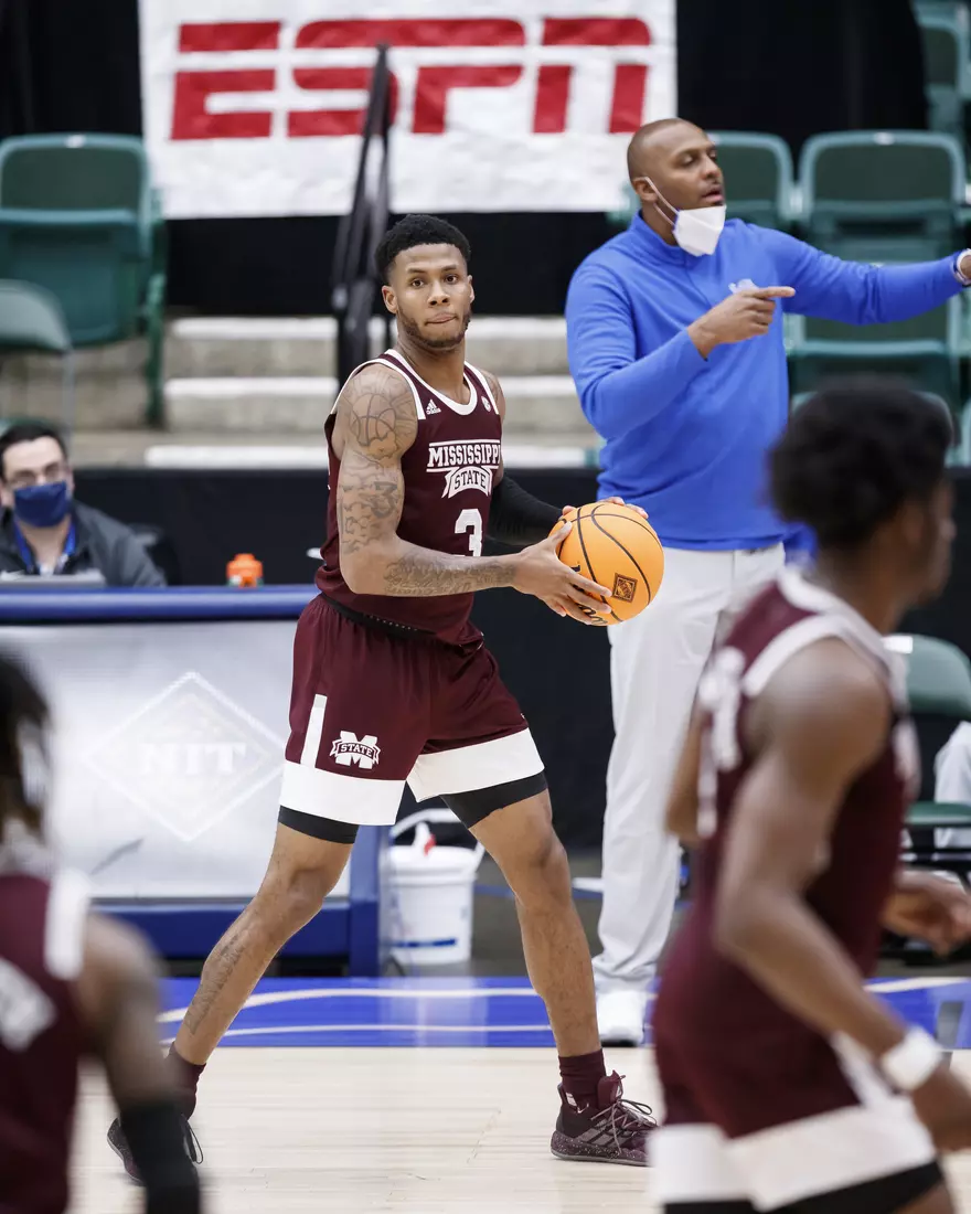 FRISCO, TX - March 28, 2021 - During the NIT Championship Game between the Mississippi State Bulldogs and the Memphis Tigers at Comerica Center in Frisco, TX. Photo By Chamberlain Smith