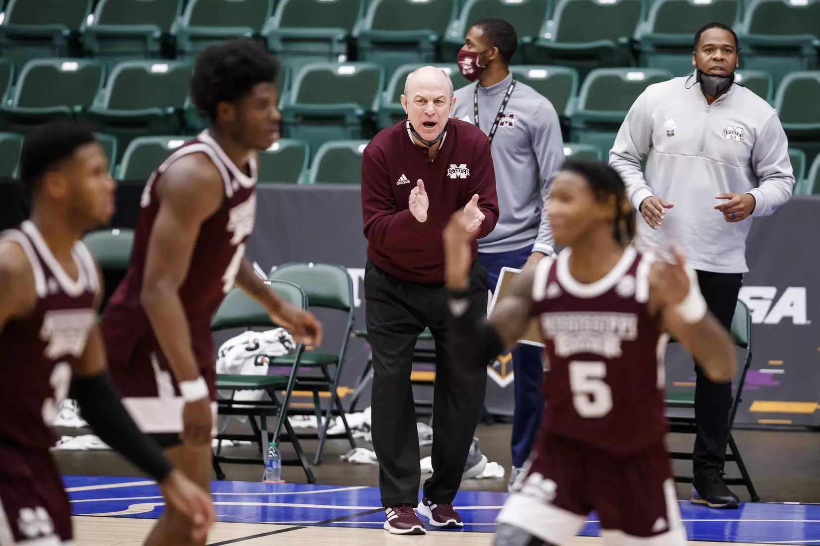 FRISCO, TX - March 28, 2021 - During the NIT Championship Game between the Mississippi State Bulldogs and the Memphis Tigers at Comerica Center in Frisco, TX. Photo By Chamberlain Smith