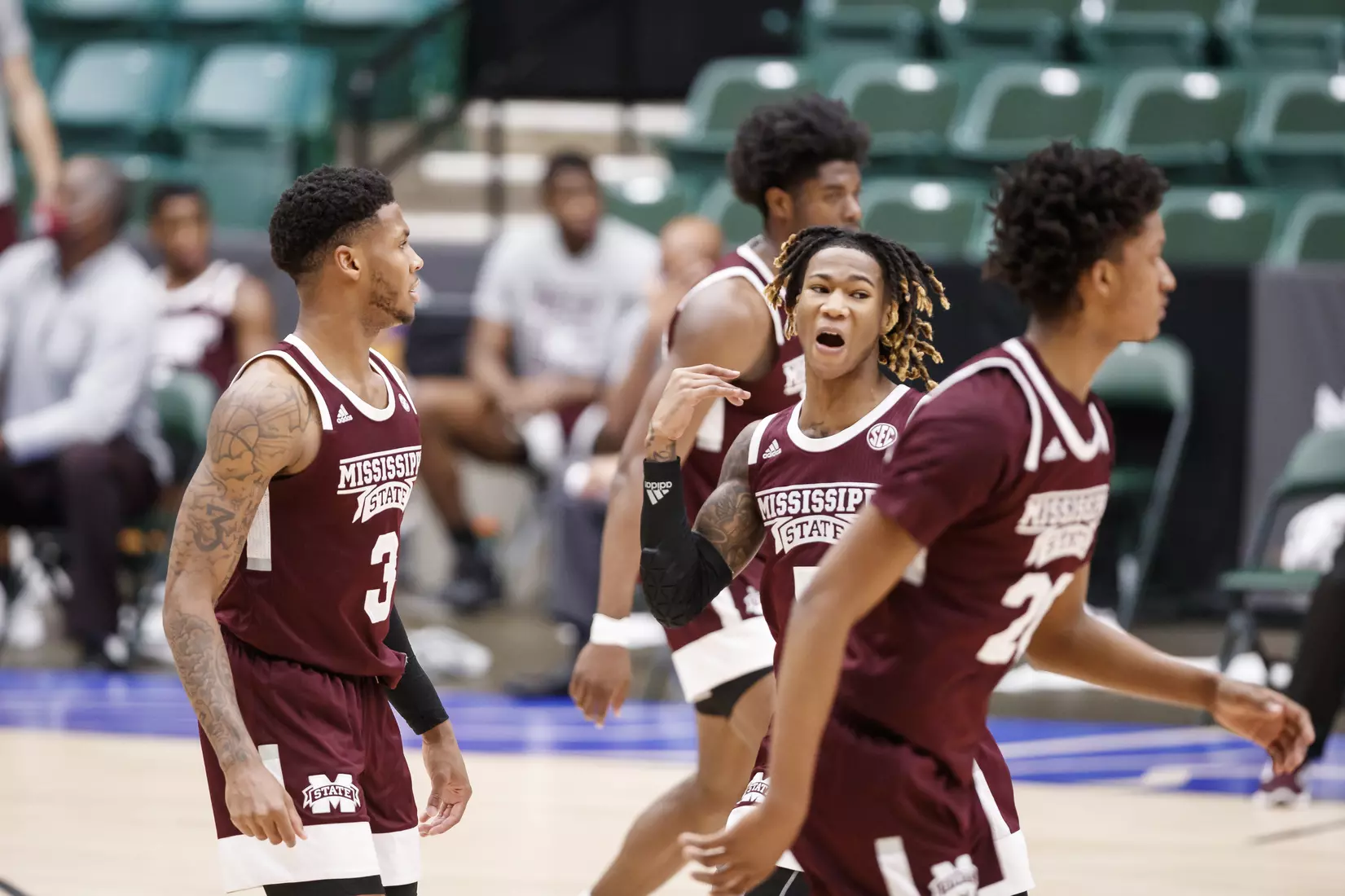 FRISCO, TX - March 28, 2021 - During the NIT Championship Game between the Mississippi State Bulldogs and the Memphis Tigers at Comerica Center in Frisco, TX. Photo By Chamberlain Smith