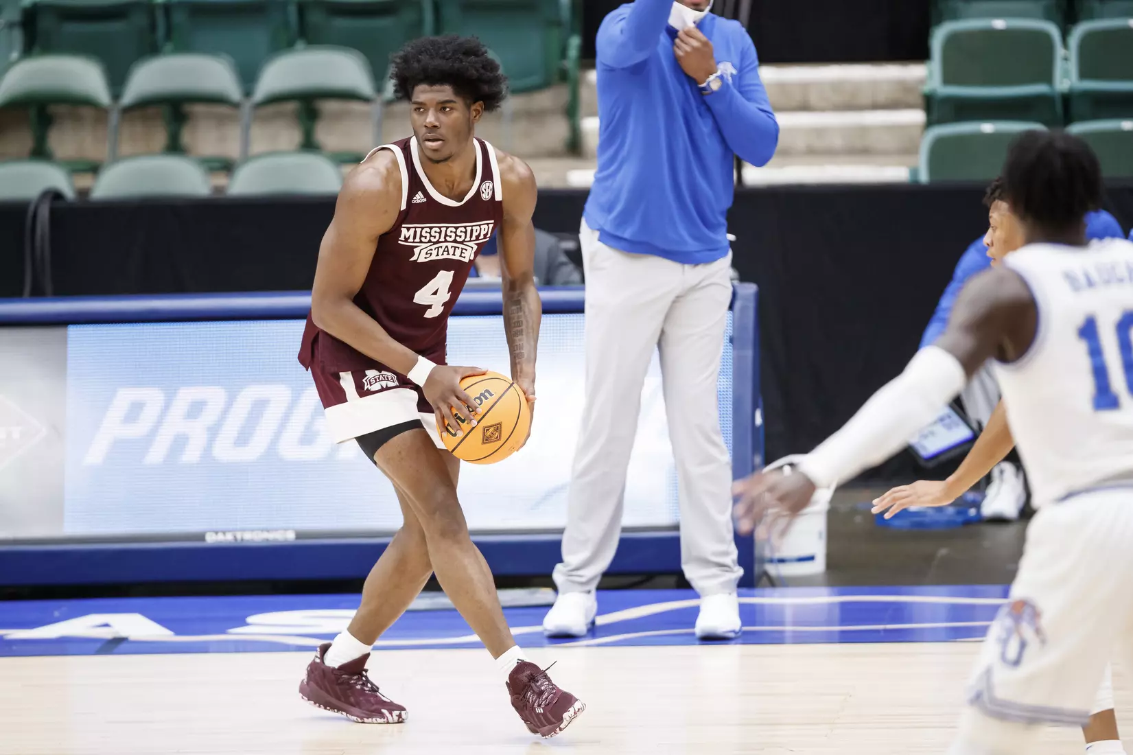 FRISCO, TX - March 28, 2021 - During the NIT Championship Game between the Mississippi State Bulldogs and the Memphis Tigers at Comerica Center in Frisco, TX. Photo By Chamberlain Smith