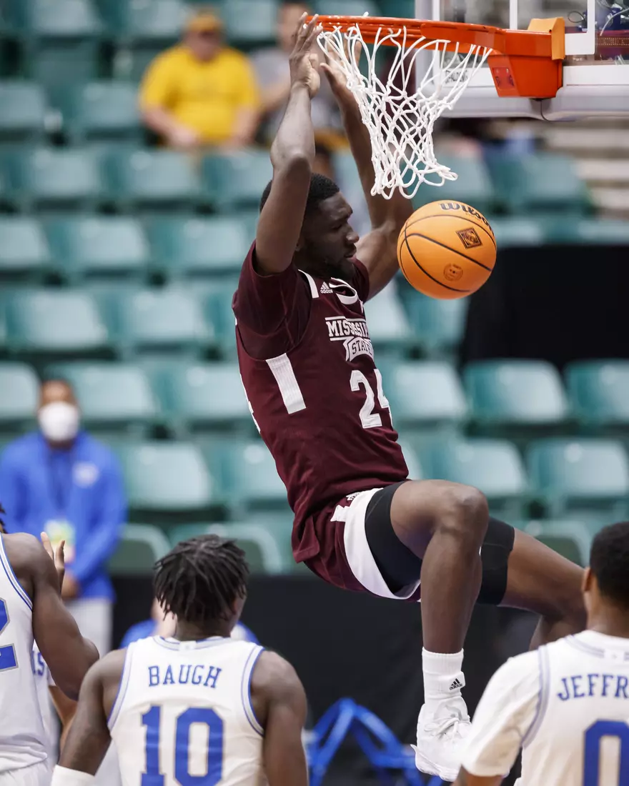 FRISCO, TX - March 28, 2021 - During the NIT Championship Game between the Mississippi State Bulldogs and the Memphis Tigers at Comerica Center in Frisco, TX. Photo By Chamberlain Smith