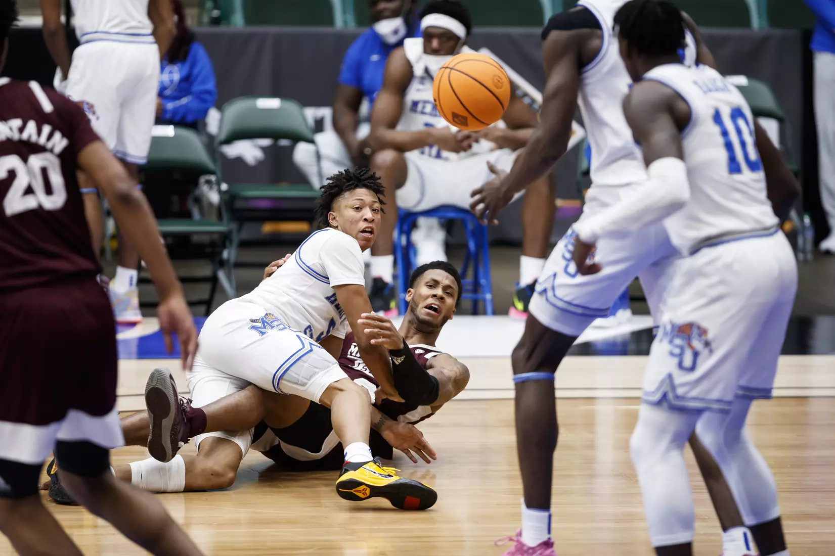 FRISCO, TX - March 28, 2021 - During the NIT Championship Game between the Mississippi State Bulldogs and the Memphis Tigers at Comerica Center in Frisco, TX. Photo By Chamberlain Smith