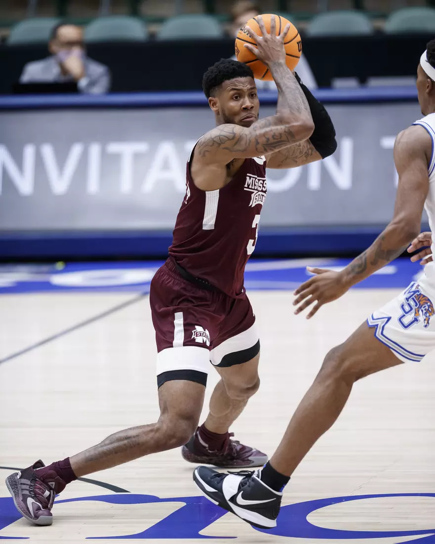 FRISCO, TX - March 28, 2021 - During the NIT Championship Game between the Mississippi State Bulldogs and the Memphis Tigers at Comerica Center in Frisco, TX. Photo By Chamberlain Smith