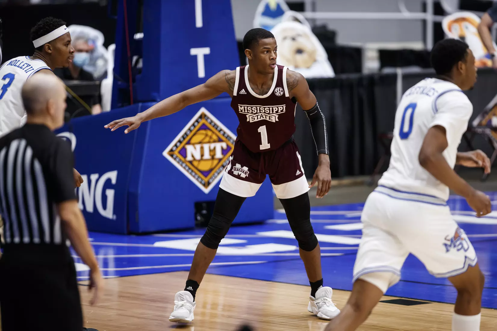 FRISCO, TX - March 28, 2021 - During the NIT Championship Game between the Mississippi State Bulldogs and the Memphis Tigers at Comerica Center in Frisco, TX. Photo By Chamberlain Smith