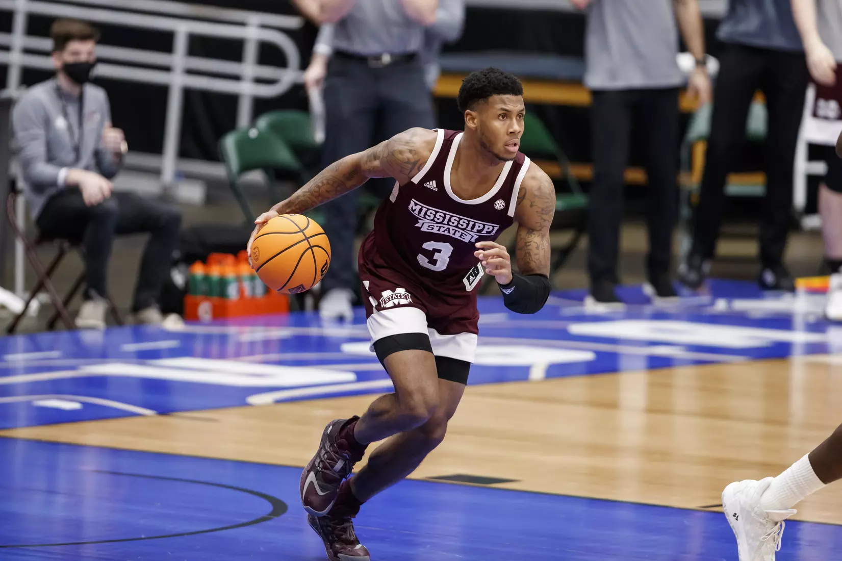 FRISCO, TX - March 28, 2021 - During the NIT Championship Game between the Mississippi State Bulldogs and the Memphis Tigers at Comerica Center in Frisco, TX. Photo By Chamberlain Smith