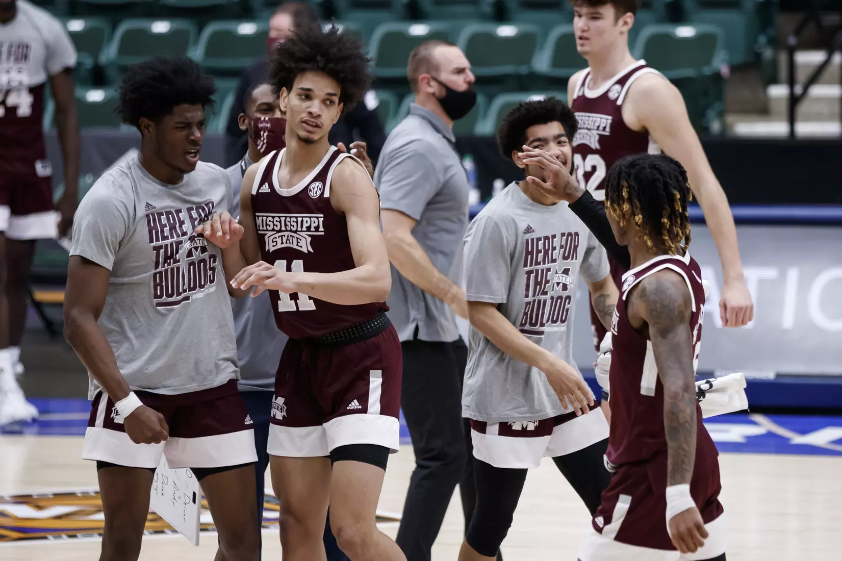 FRISCO, TX - March 28, 2021 - During the NIT Championship Game between the Mississippi State Bulldogs and the Memphis Tigers at Comerica Center in Frisco, TX. Photo By Chamberlain Smith