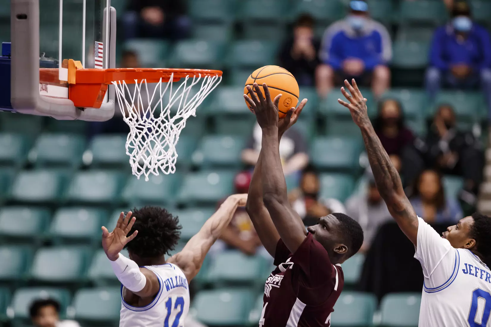 FRISCO, TX - March 28, 2021 - During the NIT Championship Game between the Mississippi State Bulldogs and the Memphis Tigers at Comerica Center in Frisco, TX. Photo By Chamberlain Smith