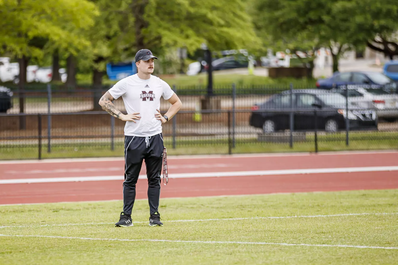 STARKVILLE, MS - APRIL 30, 2021 - Mississippi State Thrower Sindri Gu?mundsson during the Maroon and White Invite at the Mike Sanders Track Complex in Starkville, MS. Photo By Laura Parsley