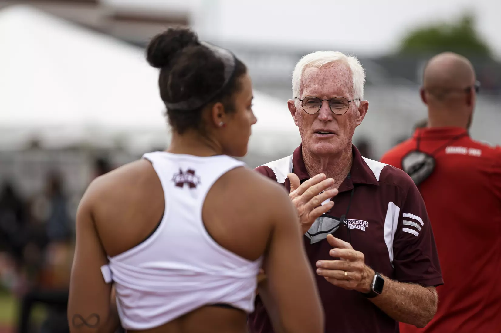 STARKVILLE, MS - April 30, 2021 - The Mississippi State Bulldogs compete in the Maroon and White Invite at the Mike Sanders Track Complex in Starkville, MS. Photo By Chamberlain Smith