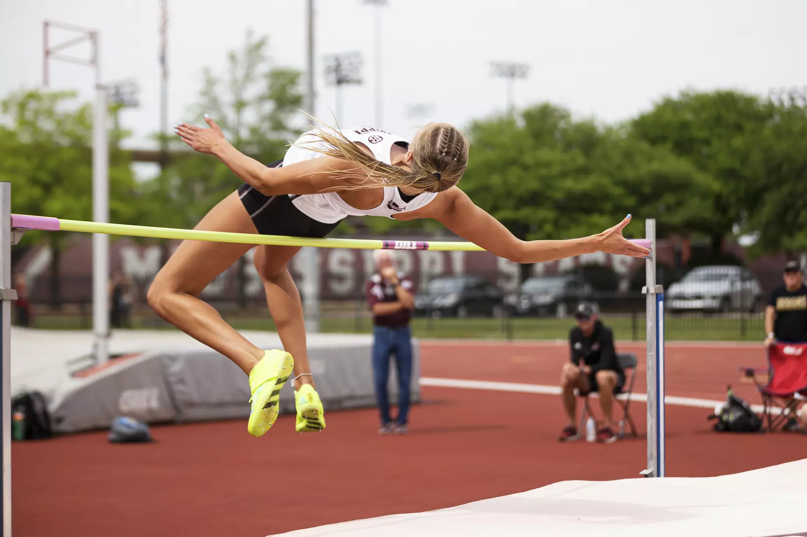 STARKVILLE, MS - April 30, 2021 - The Mississippi State Bulldogs compete in the Maroon and White Invite at the Mike Sanders Track Complex in Starkville, MS. Photo By Chamberlain Smith
