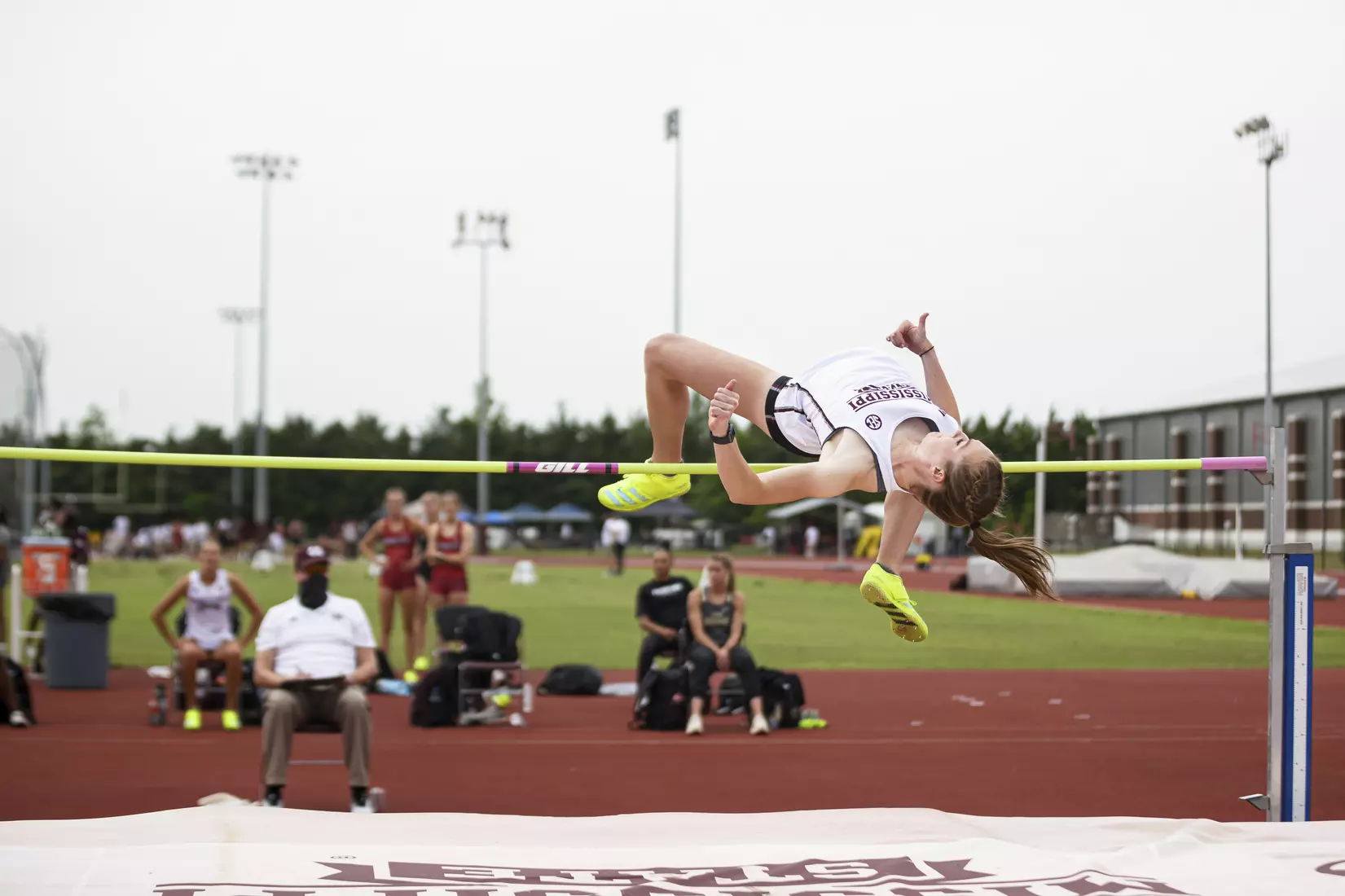 STARKVILLE, MS - April 30, 2021 - The Mississippi State Bulldogs compete in the Maroon and White Invite at the Mike Sanders Track Complex in Starkville, MS. Photo By Chamberlain Smith