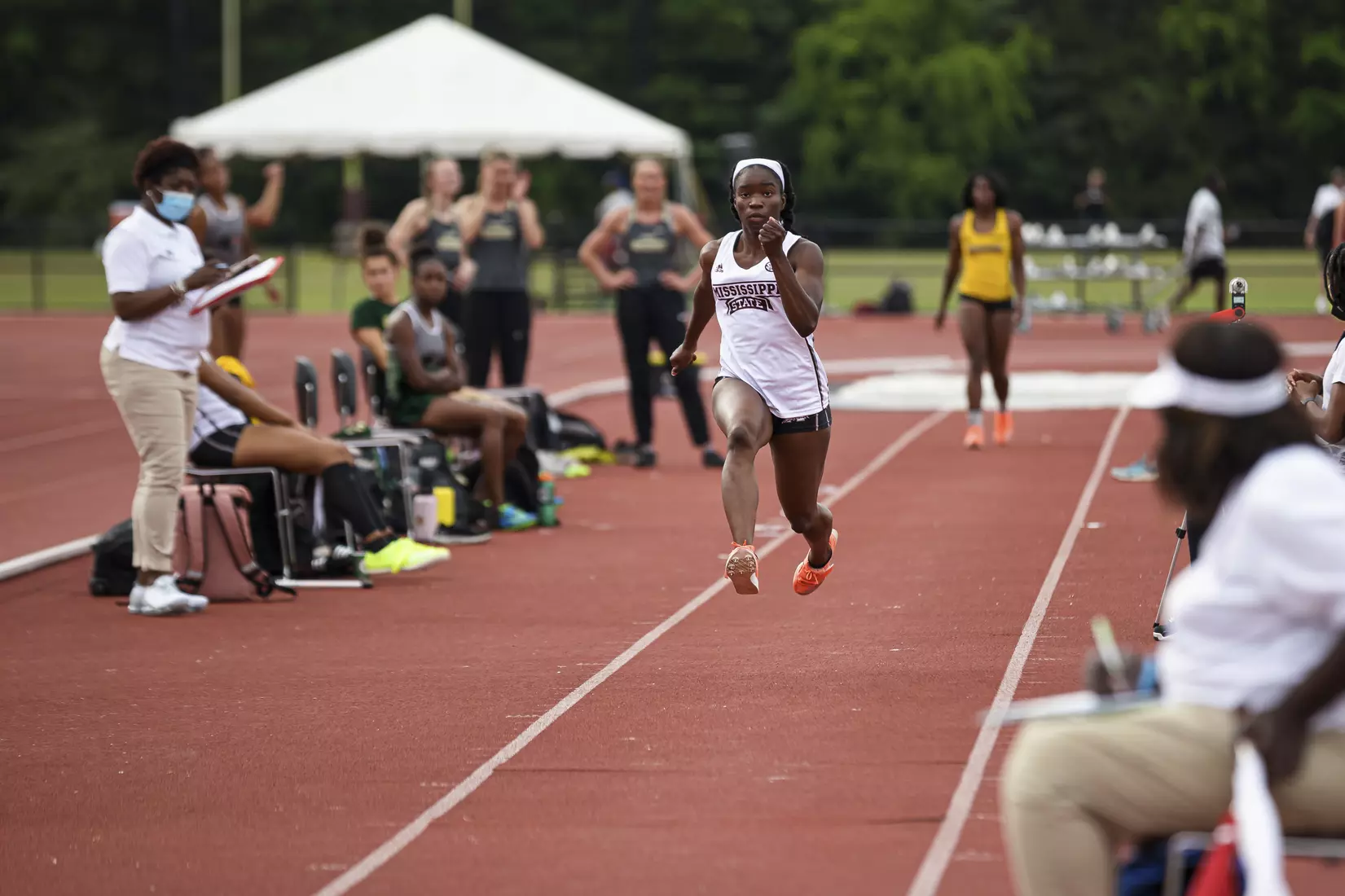 STARKVILLE, MS - April 30, 2021 - The Mississippi State Bulldogs compete in the Maroon and White Invite at the Mike Sanders Track Complex in Starkville, MS. Photo By Chamberlain Smith