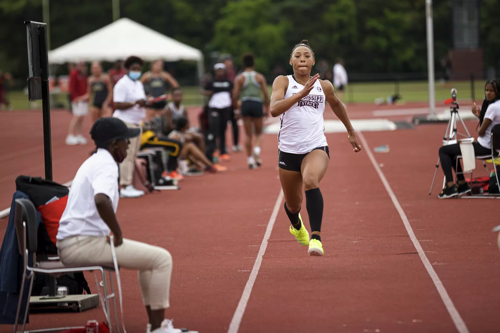 STARKVILLE, MS - April 30, 2021 - The Mississippi State Bulldogs compete in the Maroon and White Invite at the Mike Sanders Track Complex in Starkville, MS. Photo By Chamberlain Smith