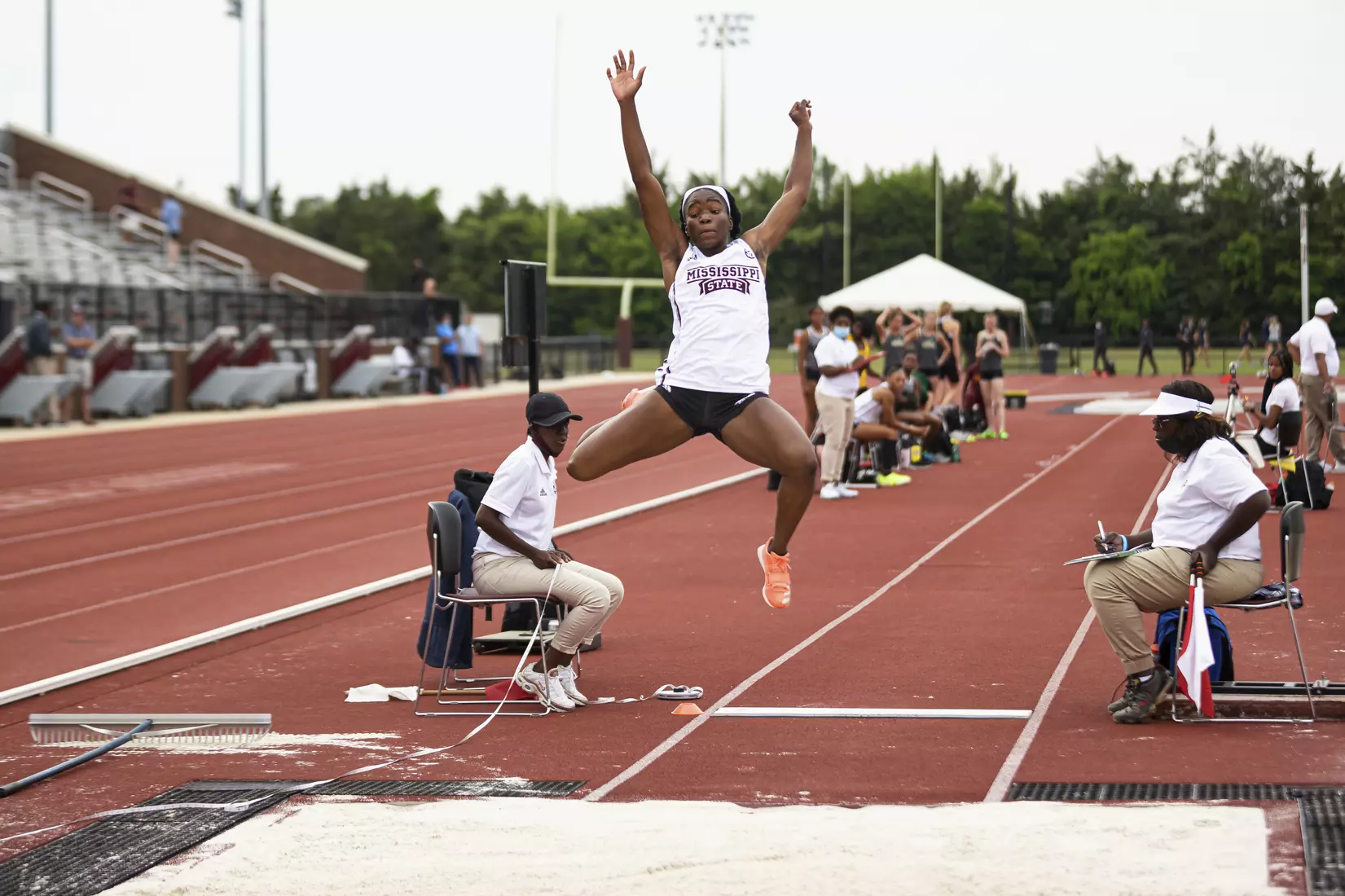 STARKVILLE, MS - April 30, 2021 - The Mississippi State Bulldogs compete in the Maroon and White Invite at the Mike Sanders Track Complex in Starkville, MS. Photo By Chamberlain Smith