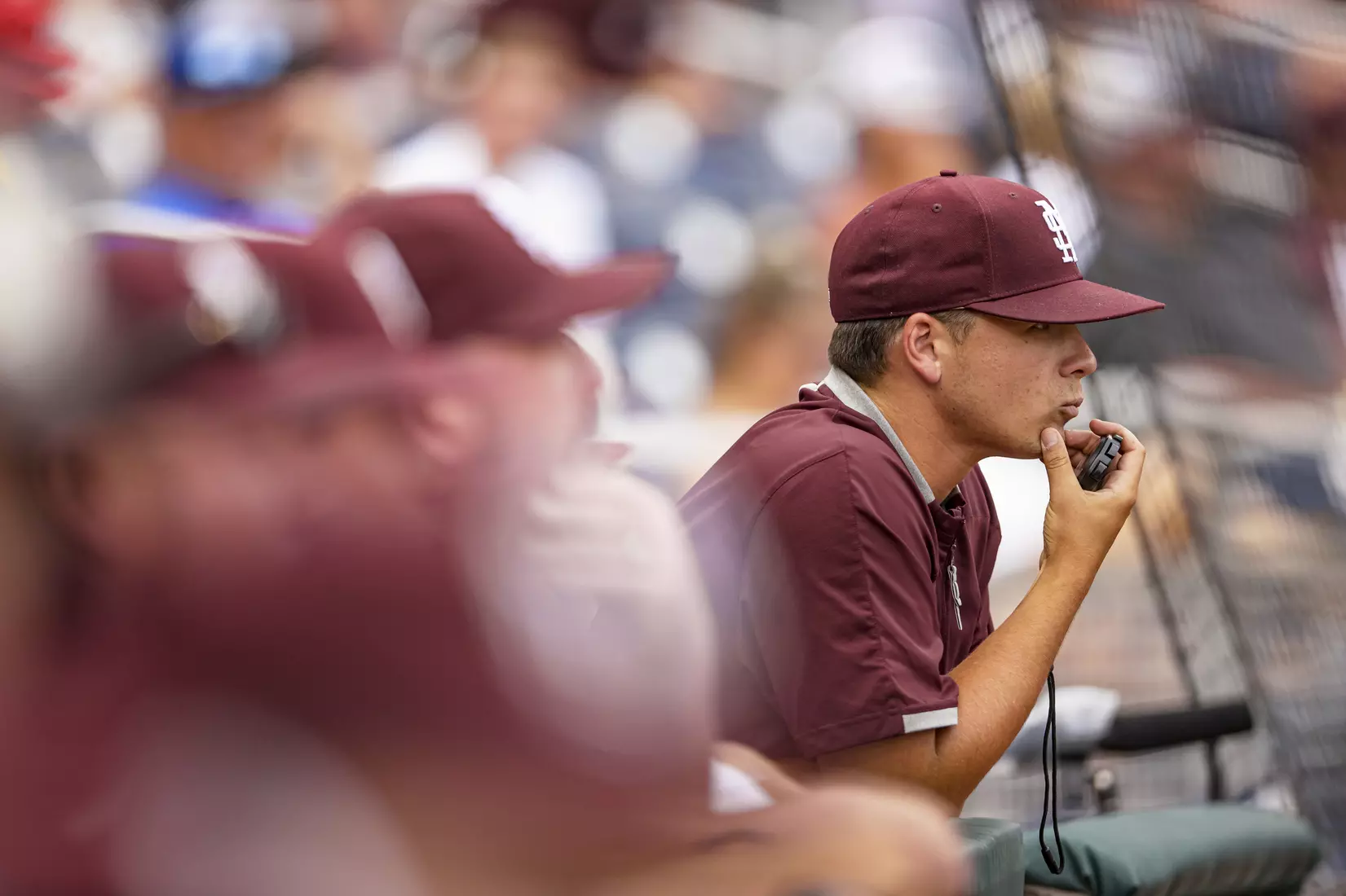 OMAHA, NE - June 22, 2021 - Mississippi State Graduate Assistant Bobby Austin during the 2021 Mens College World Series game between the Mississippi State Bulldogs and the Virginia Cavaliers at TD Ameritrade Park in Omaha, NE. Photo By Austin Perryman