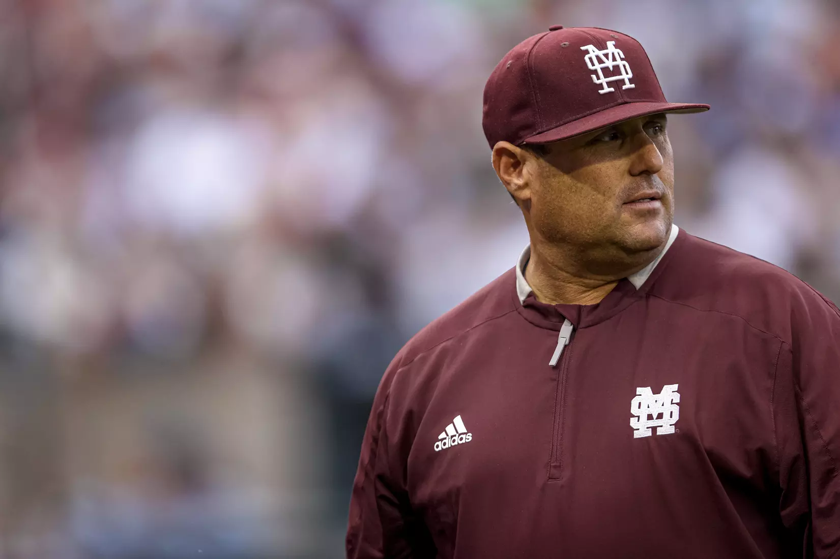 OMAHA, NE - June 22, 2021 - Mississippi State Head Coach Chris Lemonis during the 2021 Mens College World Series game between the Mississippi State Bulldogs and the Virginia Cavaliers at TD Ameritrade Park in Omaha, NE. Photo By Austin Perryman