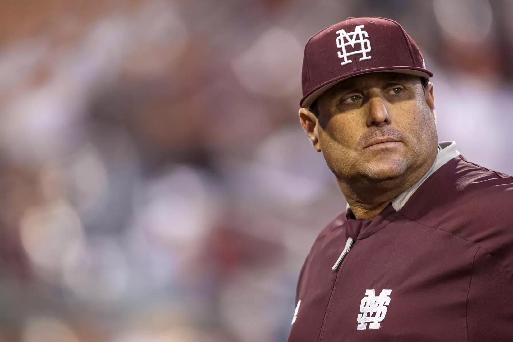 OMAHA, NE - June 22, 2021 - Mississippi State Head Coach Chris Lemonis during the 2021 Mens College World Series game between the Mississippi State Bulldogs and the Virginia Cavaliers at TD Ameritrade Park in Omaha, NE. Photo By Austin Perryman