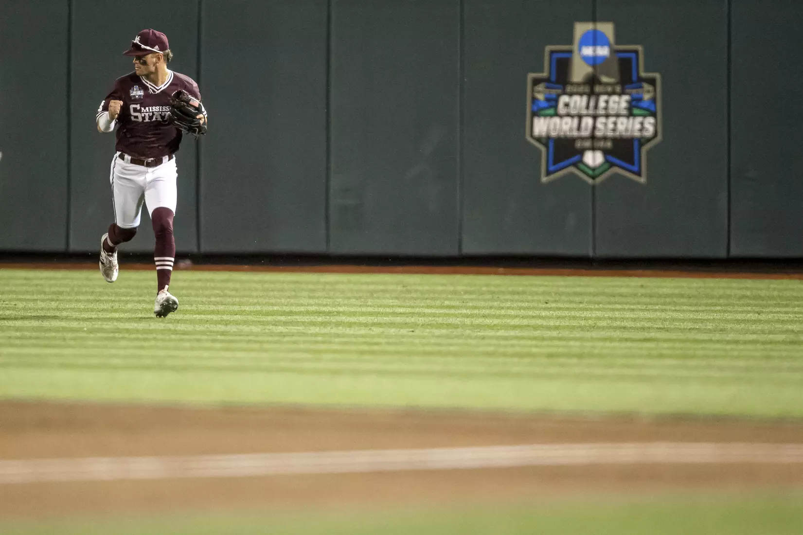 OMAHA, NE - June 22, 2021 - Mississippi State Outfielder Tanner Allen (#5) during the 2021 Mens College World Series game between the Mississippi State Bulldogs and the Virginia Cavaliers at TD Ameritrade Park in Omaha, NE. Photo By Austin Perryman